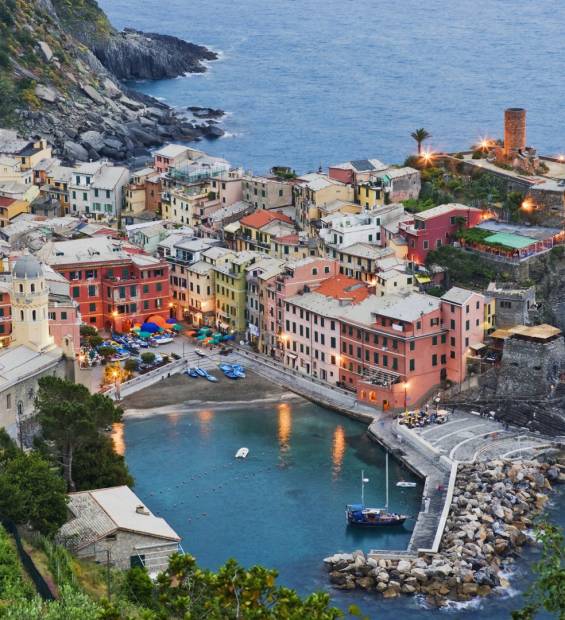 Elevated View of Vernazza at Dusk